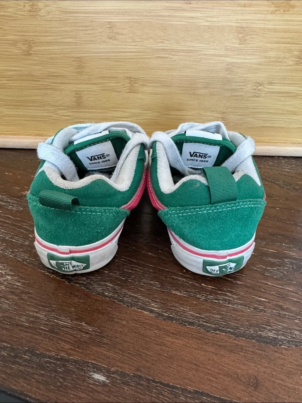 Vans Knu Skool Kids Green & Pink Suede Low-Top Sneakers
